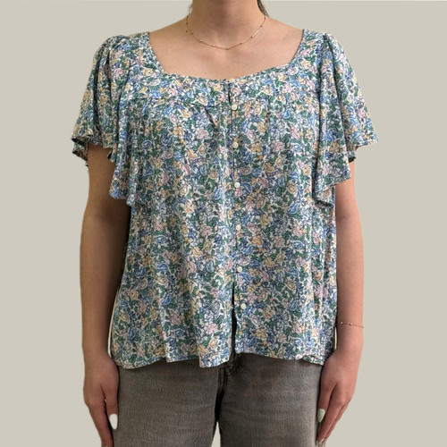 شومیز دکمهای طرح گلگلی اورجینال هند برند OLD NAVY