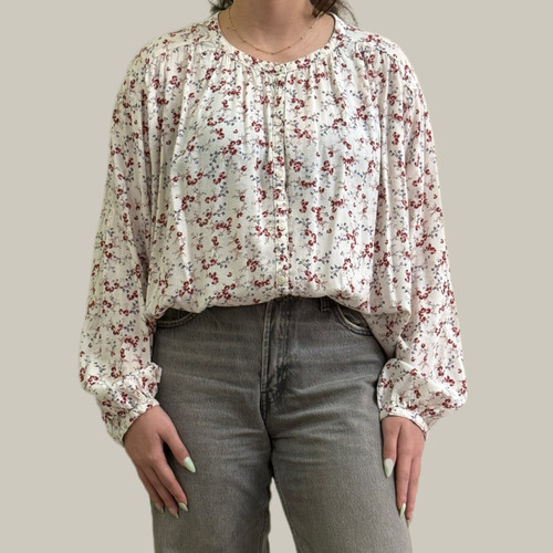 پیراهن آستین بلند زنانه گلگلی سفید اورجینال هند برند OLD NAVY