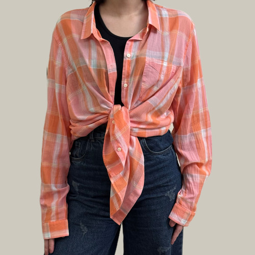 پیراهن آستین بلند زنانه چهارخونه اورجینال کامبوج برند OLD NAVY