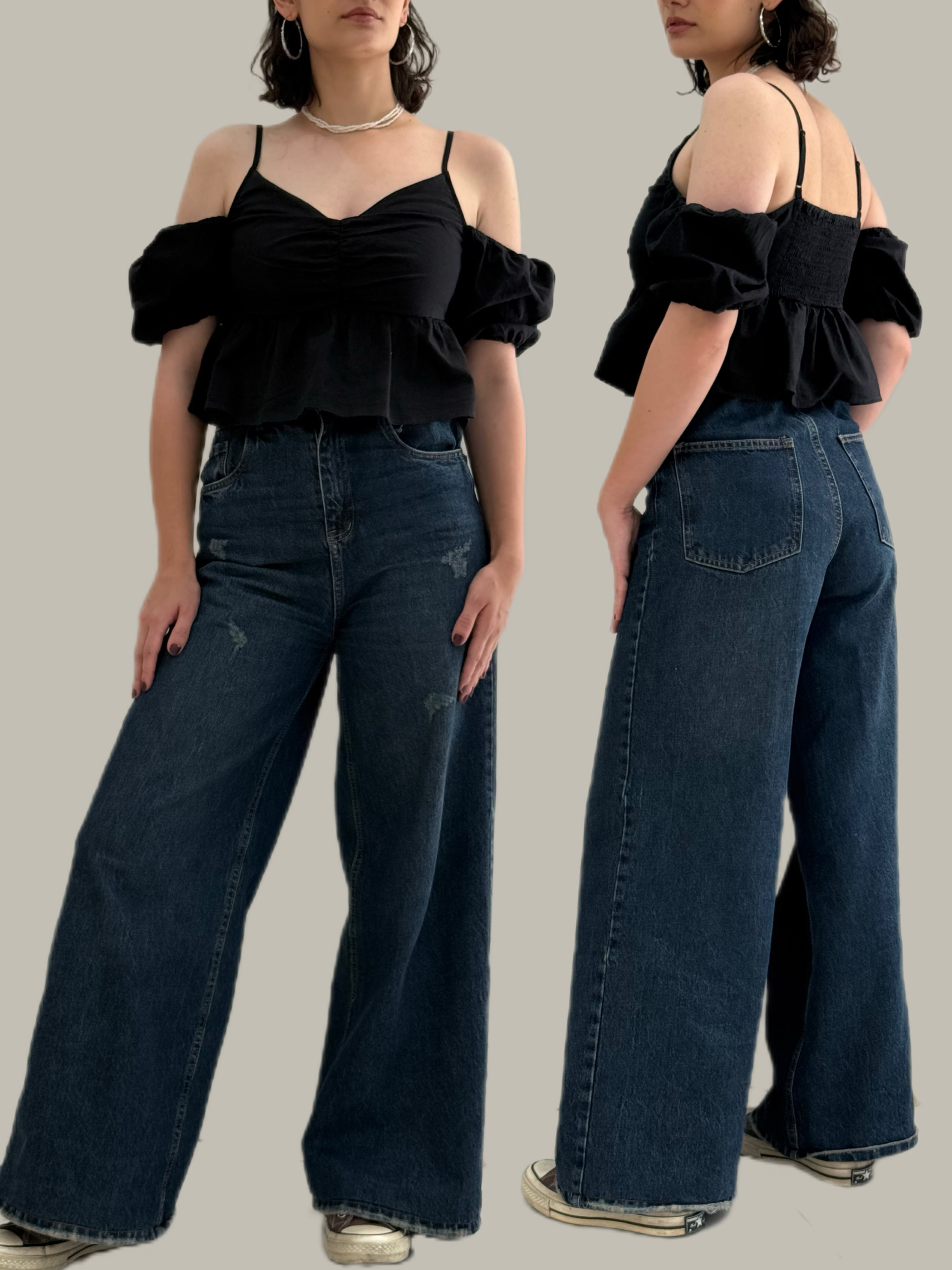 کراپ مشکی مجلسی زنانه اورجینال هند برند DAVID H&M