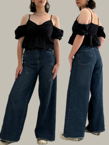 کراپ مشکی مجلسی زنانه اورجینال هند برند DAVID H&M